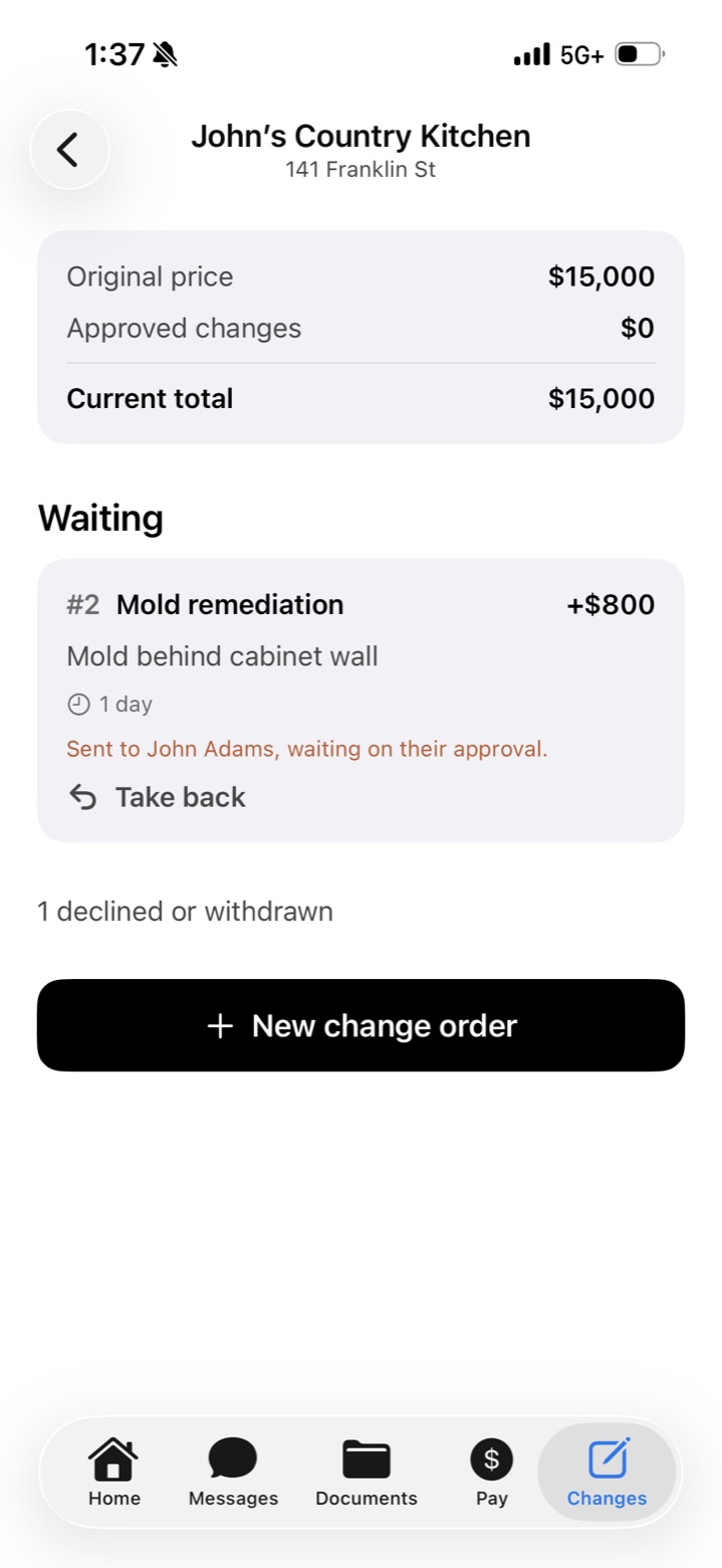 Homeber on the contractor side, screen 4